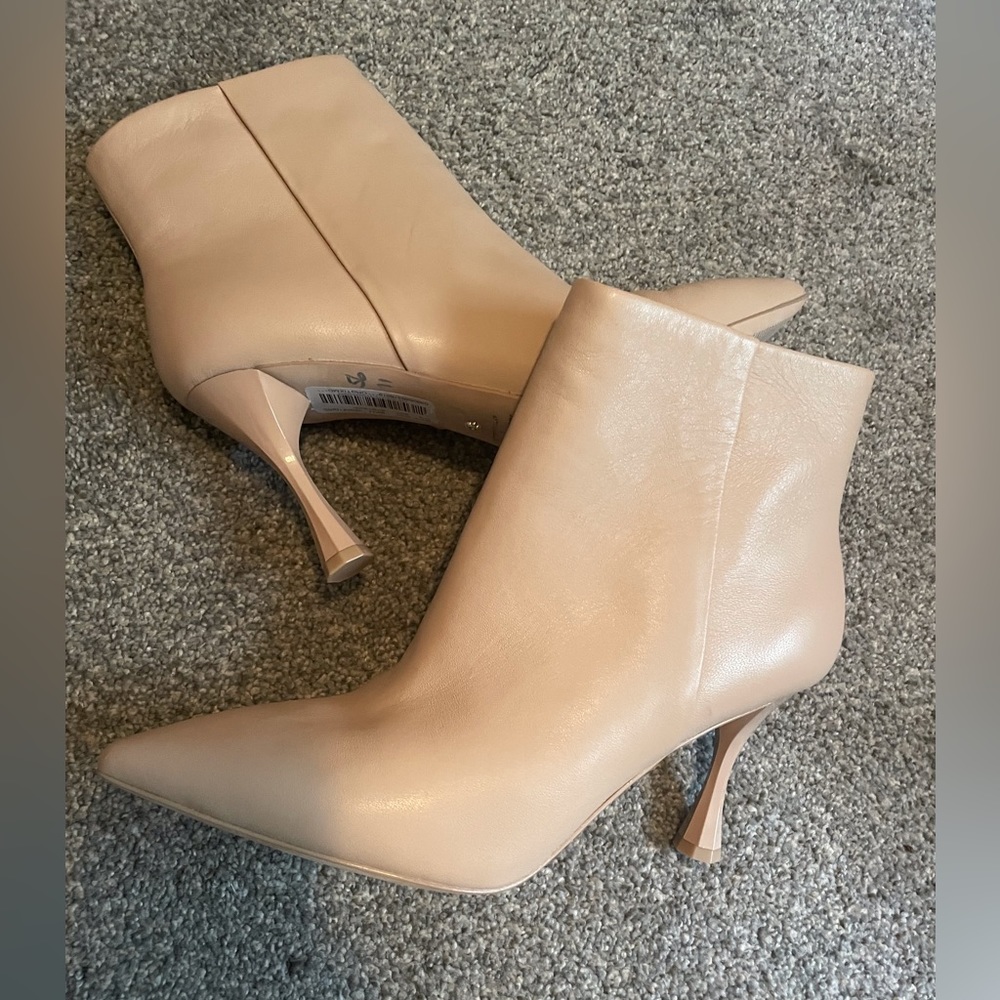 Cream leather booties
